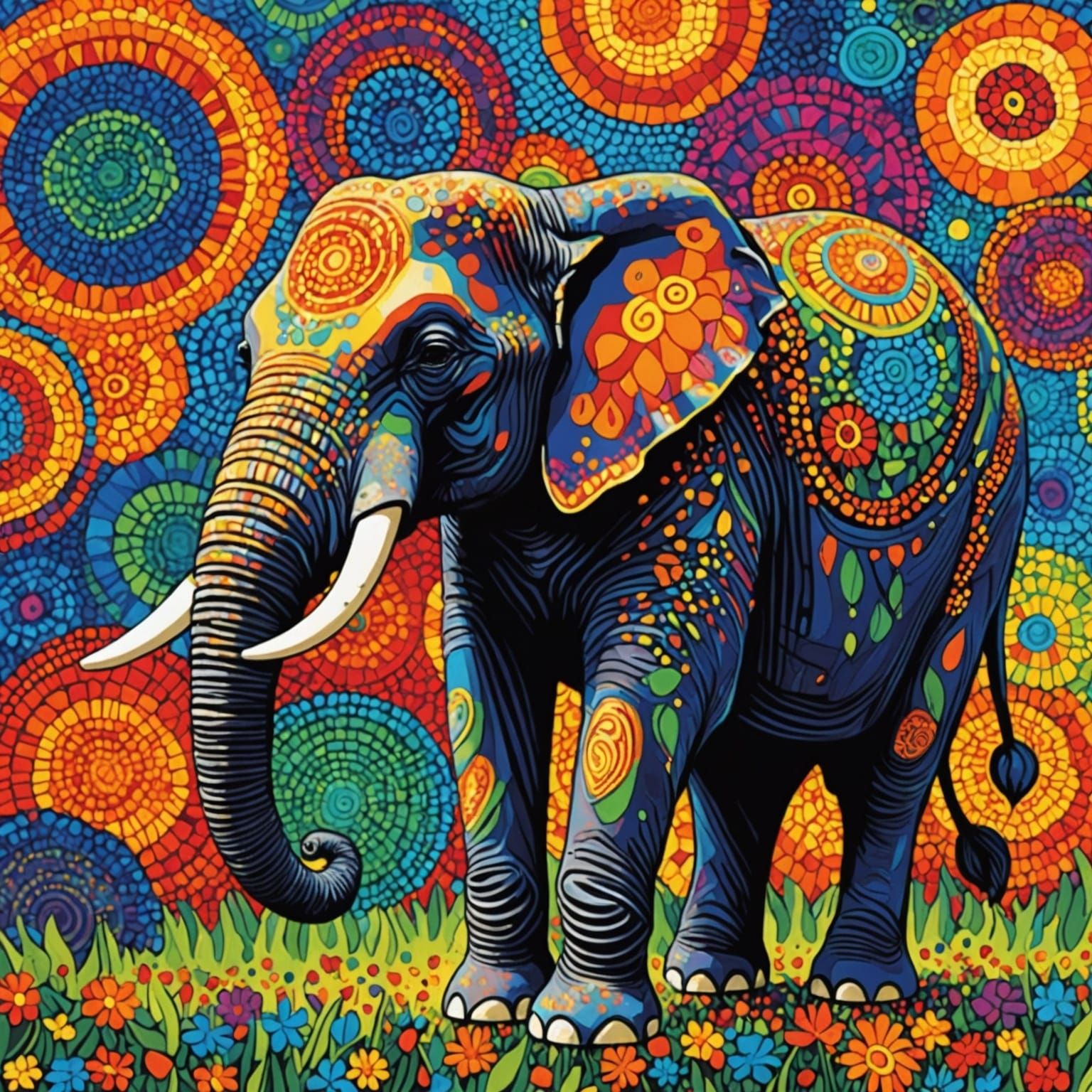 Pointillist Elephant Sanctuary with Novel Pooper Scooper