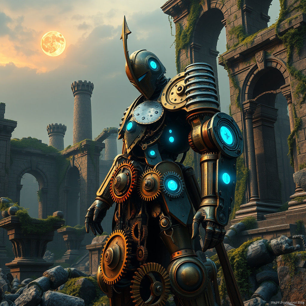 Mechanical Knight Protecting Crumbling Empire