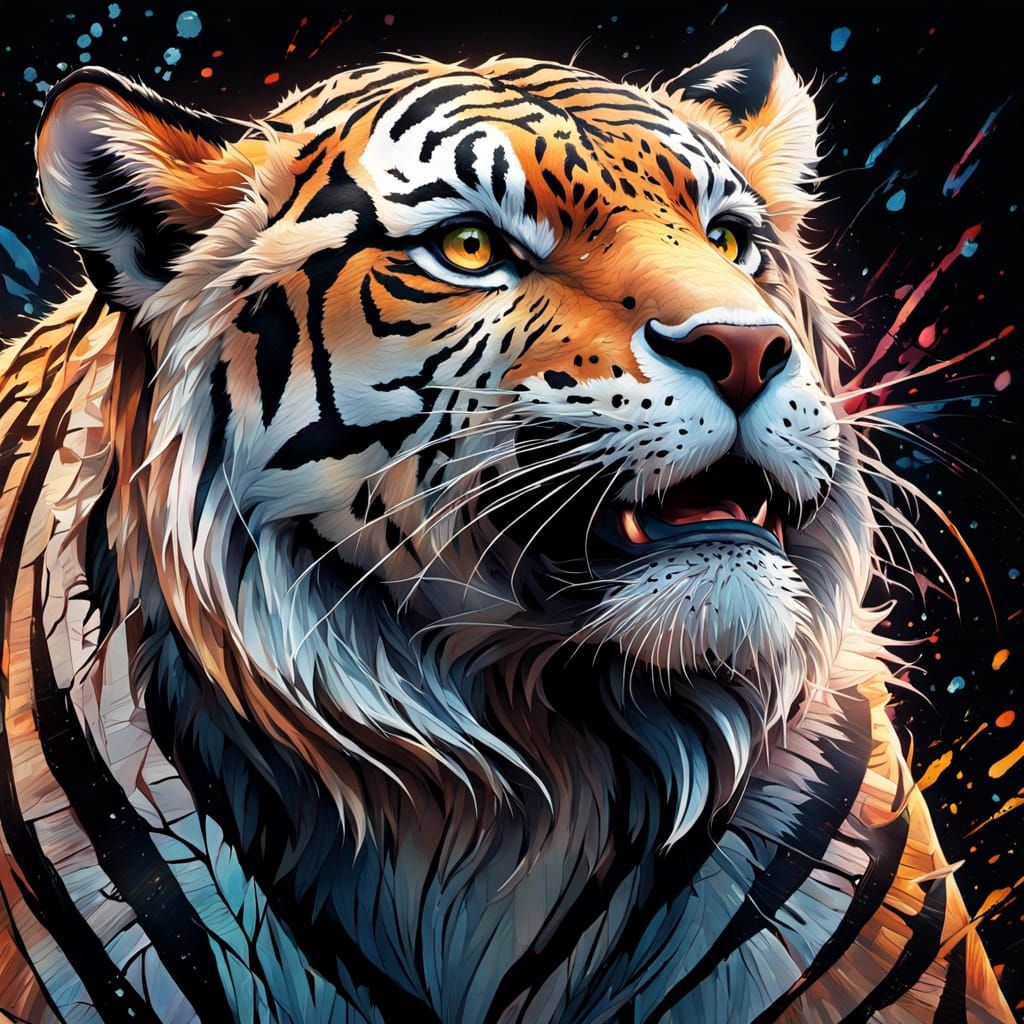 Vibrant Wildlife Portrait in Hyperrealistic Splash Art Style