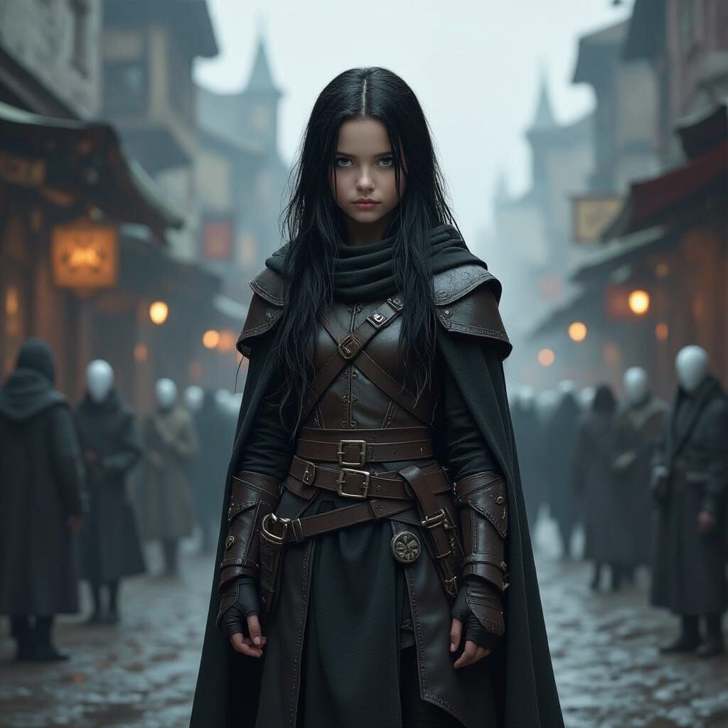 Young Rogue in Dreary Town, Moody Art Style