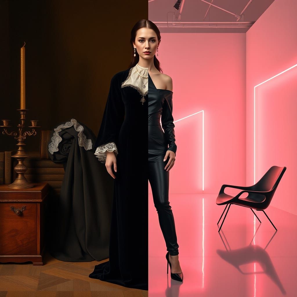 Baroque Meets Modern: A Portrait in Contrasting Styles