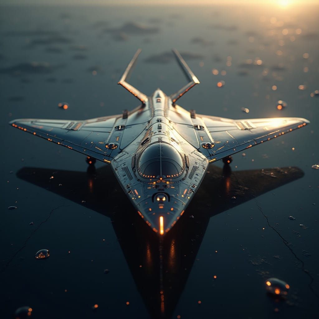 Sleek Futuristic Jet in Cinematic Holographic Detail