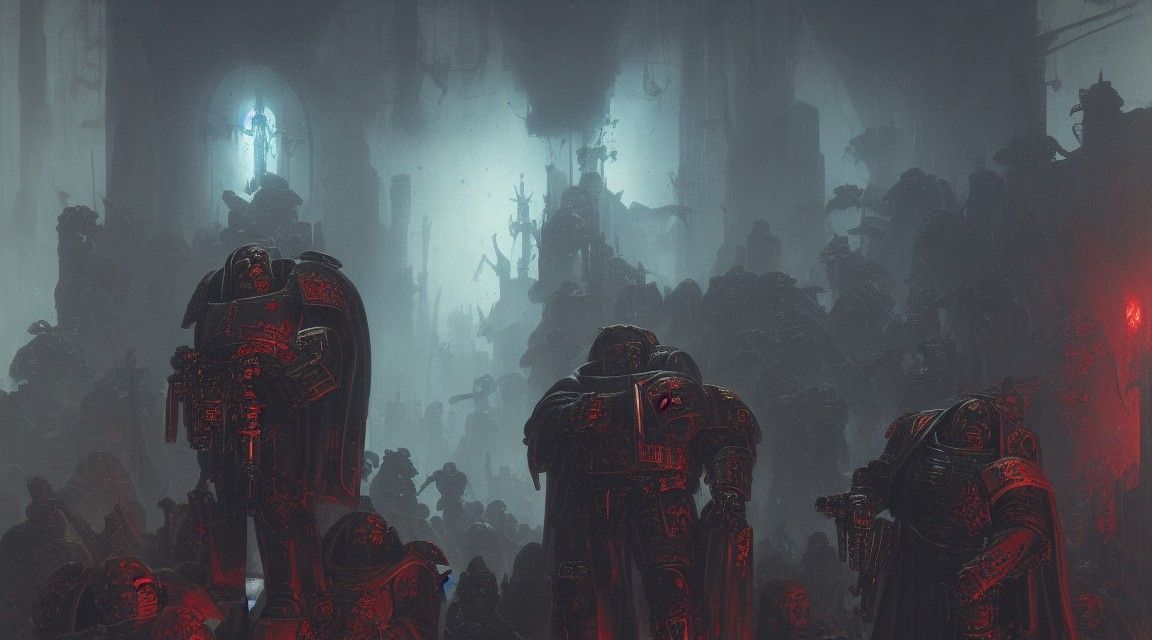 Black Templar Space Marine Prayer: Oil Painting