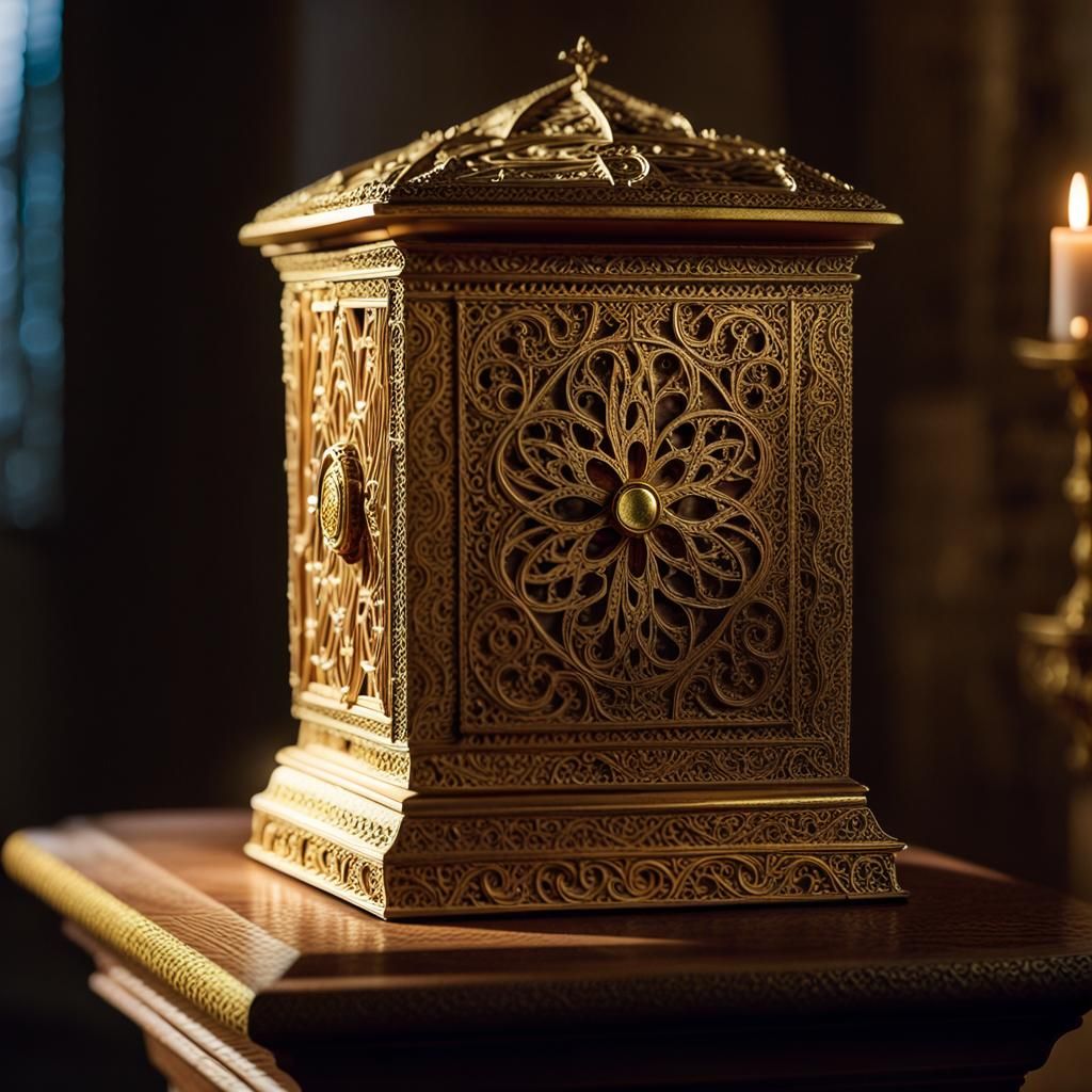 Ornate Reliquary with Ethereal Glow in Chapel
