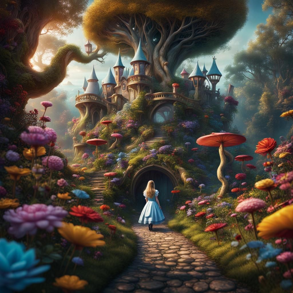Colorful Alice in Wonderland Fantasy Concept Art