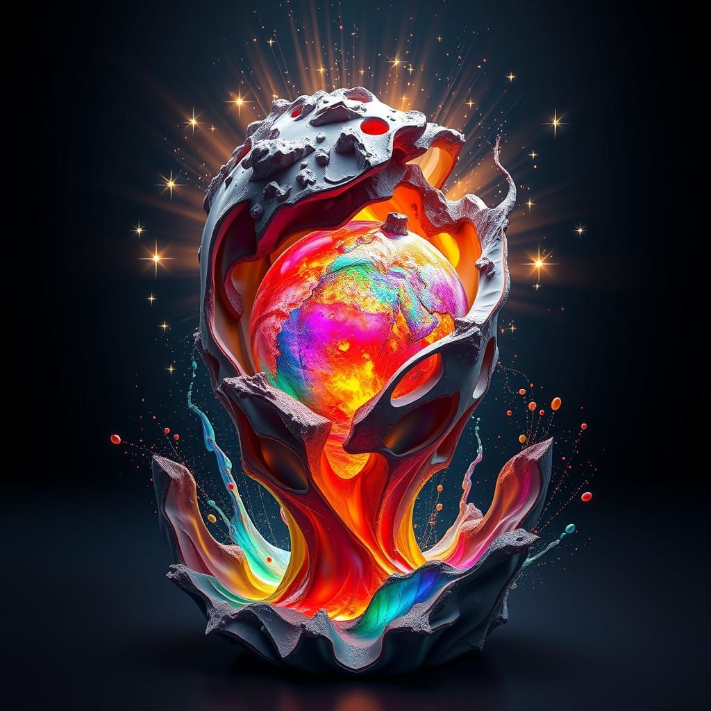 Fantastical Earth Realm in Protective Skin with Starlight