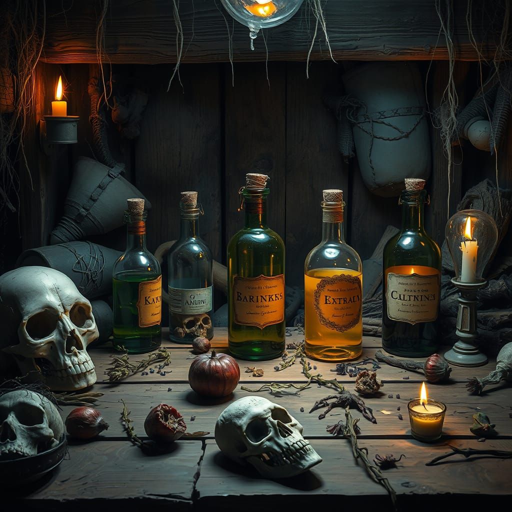 Dark Fantasy Herbalist Den in Moody Candlelight