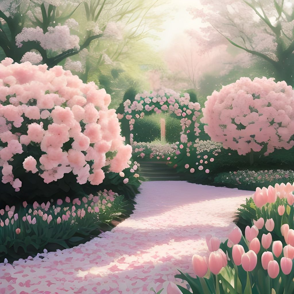 Glittering Pink Tulips in Cinematic Digital Painting