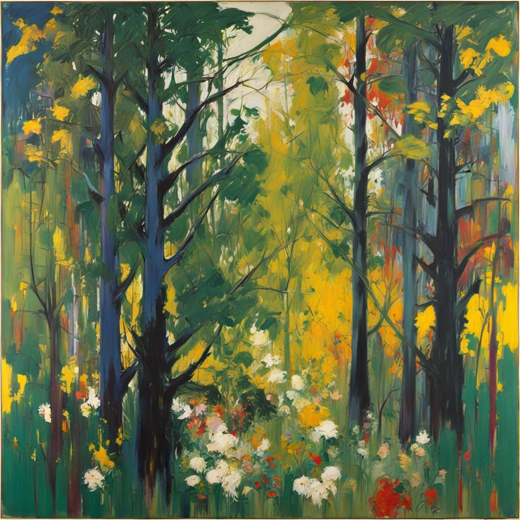 Eldritch Forest in Abstract Expressionist Style