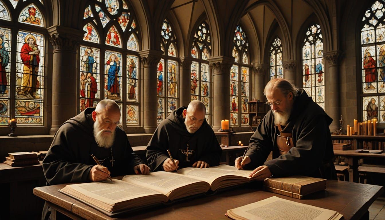 Medieval Monastery in Warm Candlelight