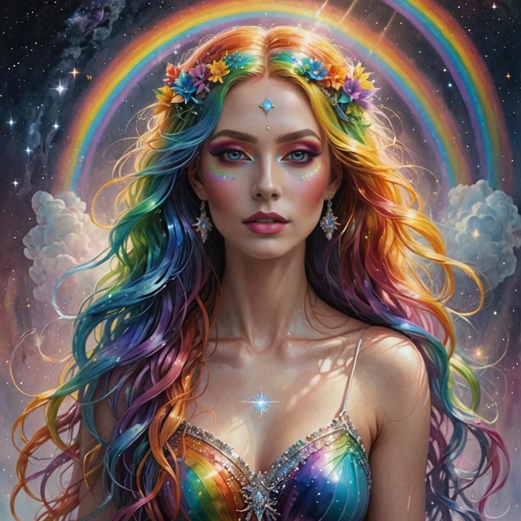 Ethereal Cosmic Goddess of Rainbows Image