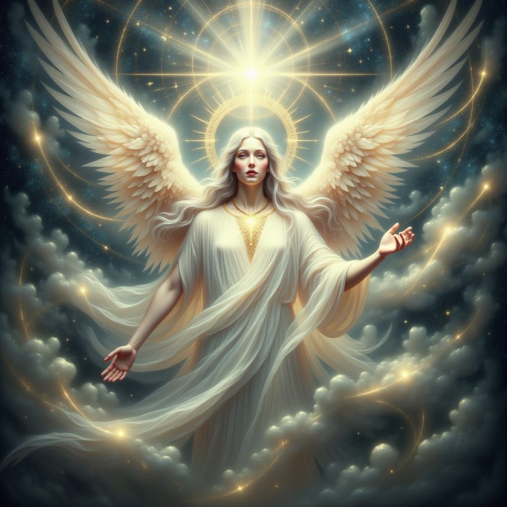 Celestial Woman in Cosmic Void, Digital Art