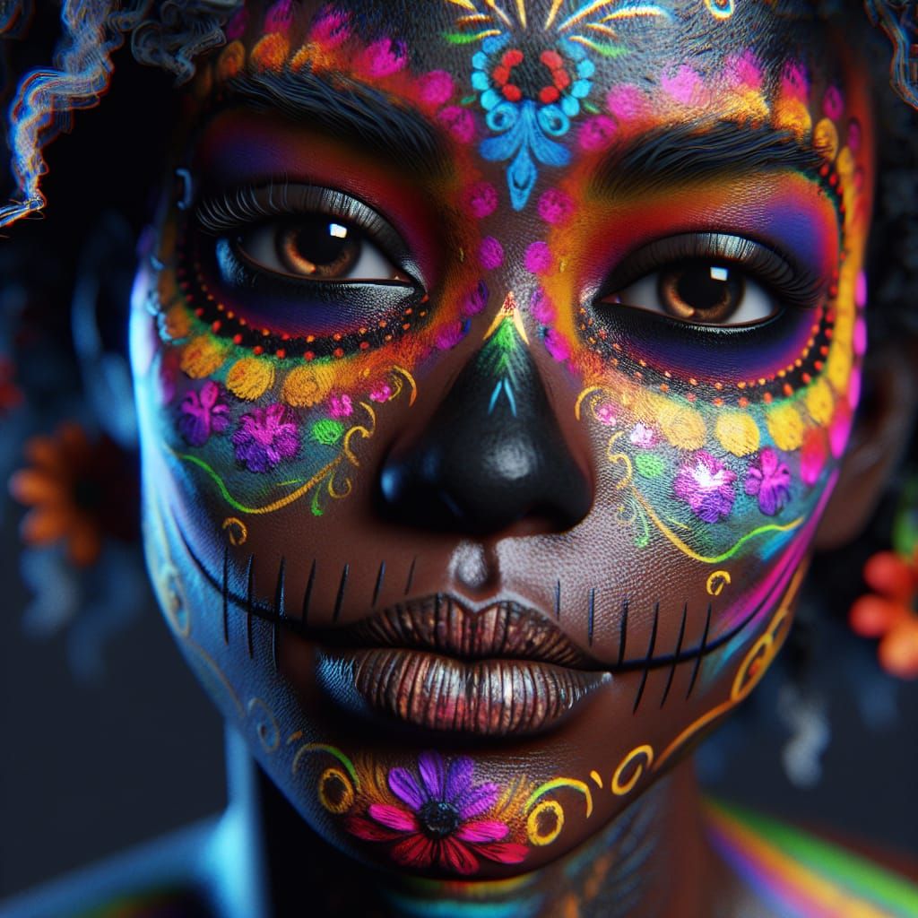 Woman with Día de los Muertos Face Paint