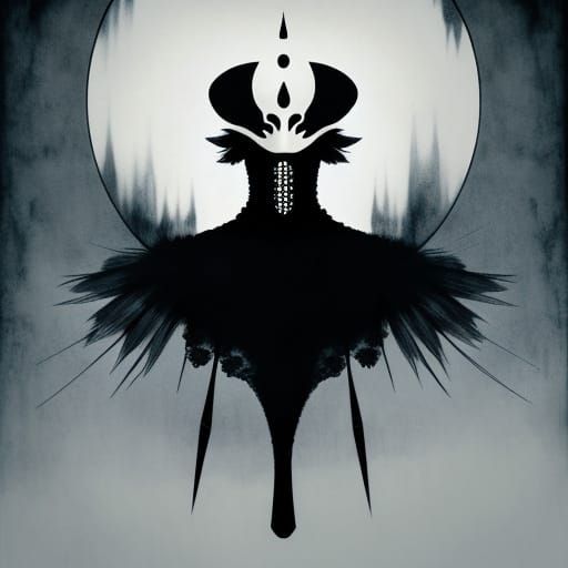 Surreal Rorschach Test With Pierrot in Magic Realism Style