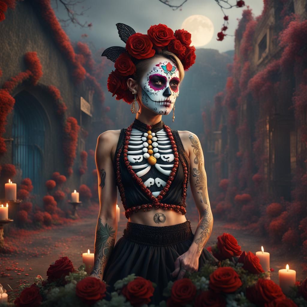 Day of the Dead Inspired Miley Cyrus Portrait