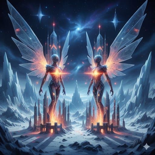 Surreal Beings of Light Awaken in Frosty Celestial World