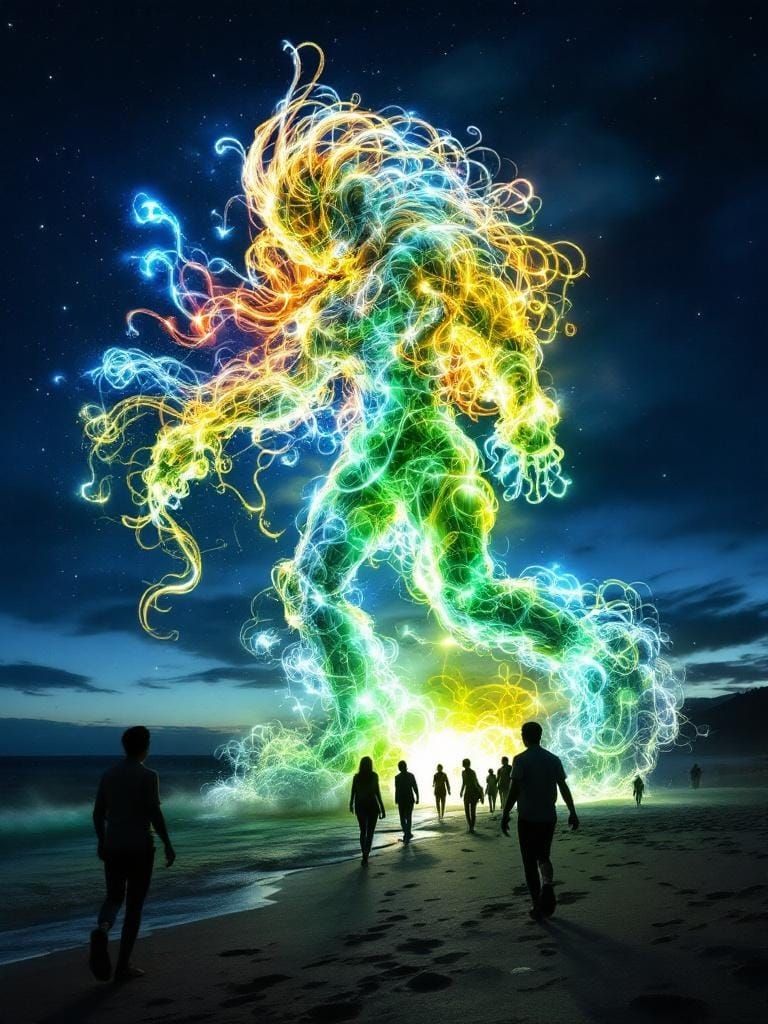 Glowing Curly Whirlingtons on the Beach