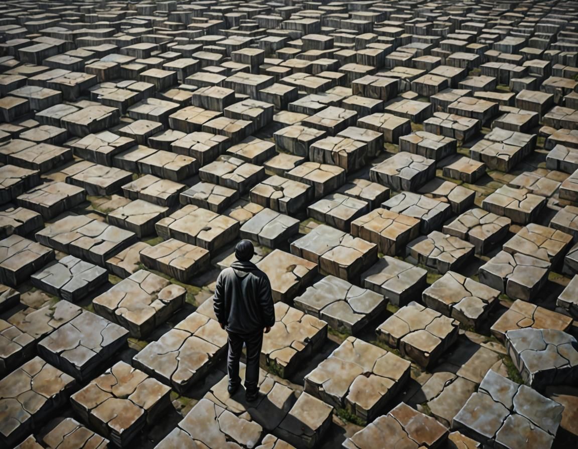 Hyperrealistic Lonely Figure in Empty World