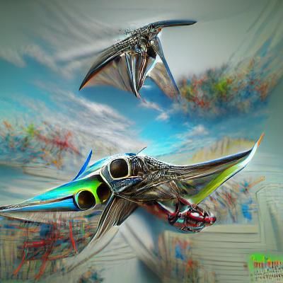 Cybernetic Pterodactyl Supersonic Jet: Sci-Fi 8K Hyperrealis...