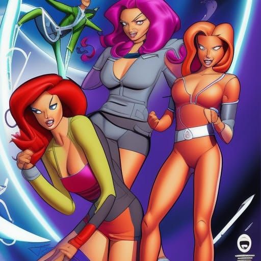 Totally Spies Style Cartoon Girls in Space