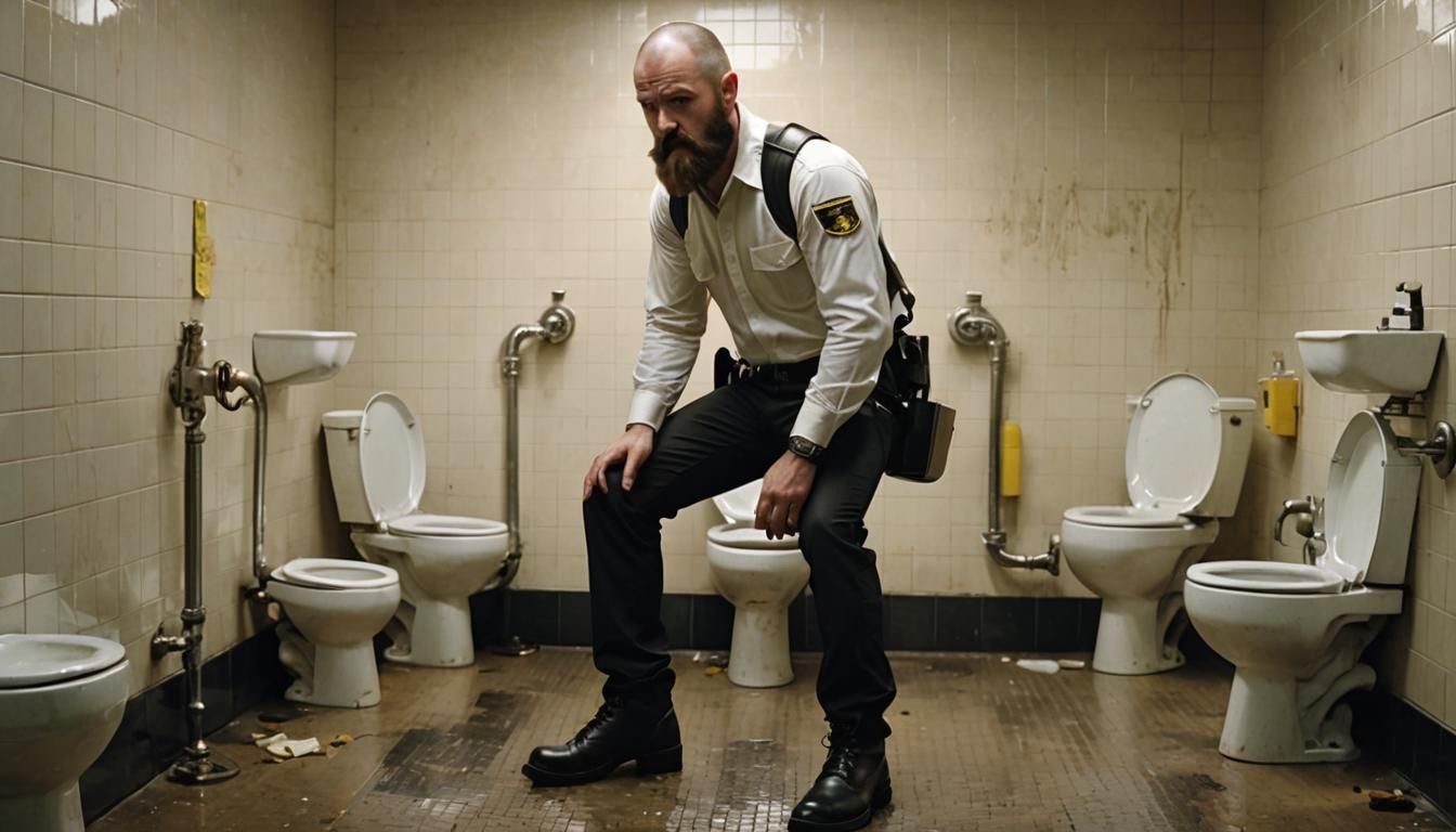 Skinhead at Urinal: Cinematic Digital Matte Painting