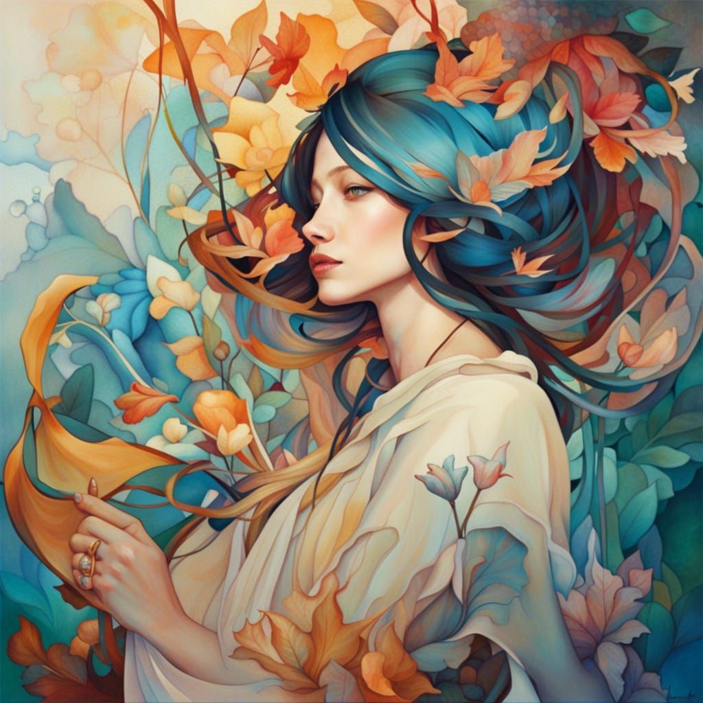 Portrait in Art Nouveau and Expressionist Styles