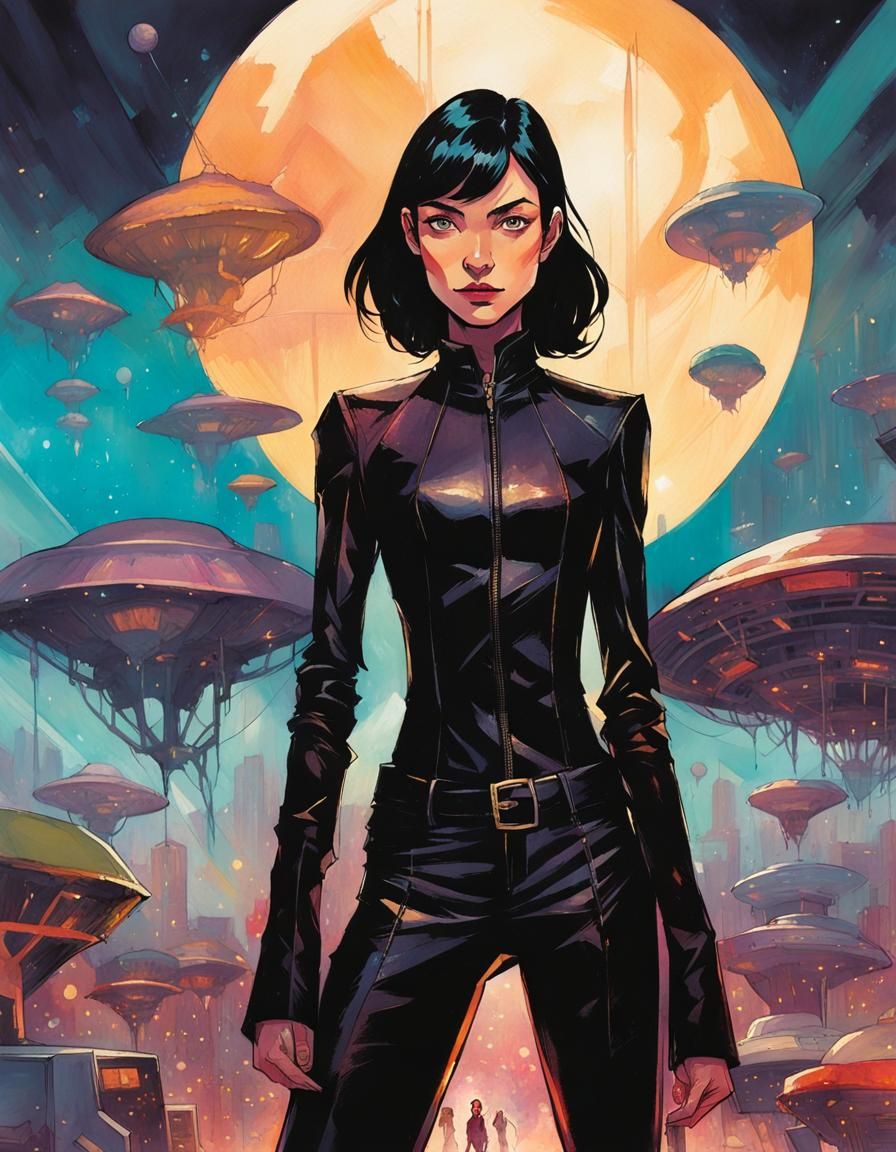 Sci-Fi Portrait: Rugged Space Adventurer in Sleazy Market