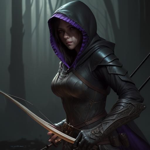 Hooded Ranger Hunting in Shadows: Dark Fantasy Art