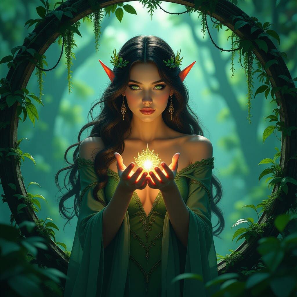 Art Nouveau Faerie in Cyberpunk Forest