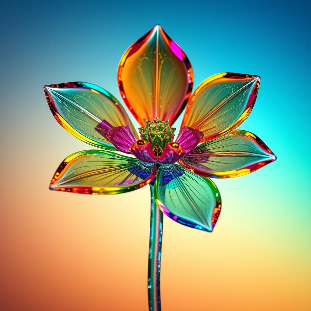 Rainbow Glass Flower in Fantasy Concept Art Style