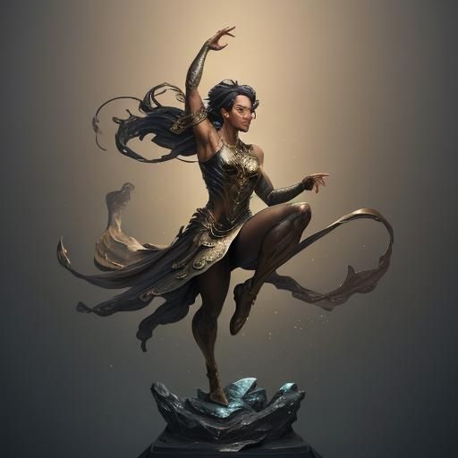 Bronze Dancer Sculpture with Dynamic Lighting