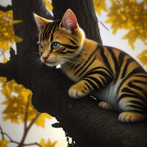 Heroic Firefighter Rescues Kitten from Tree in Golden Light