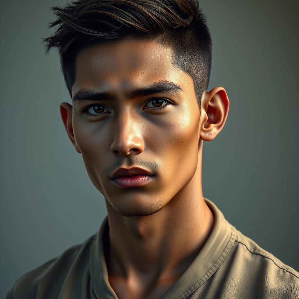 Detailed Portrait with Dramatic Lighting and Textures