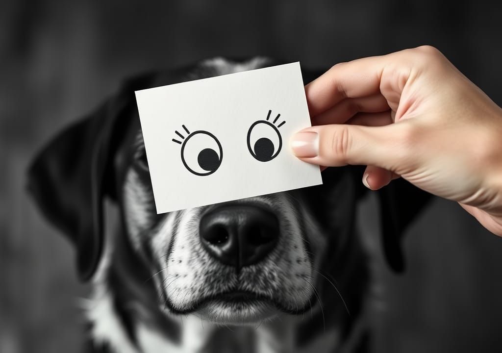 Dog Photo Enhanced with Hand-Drawn Eyes