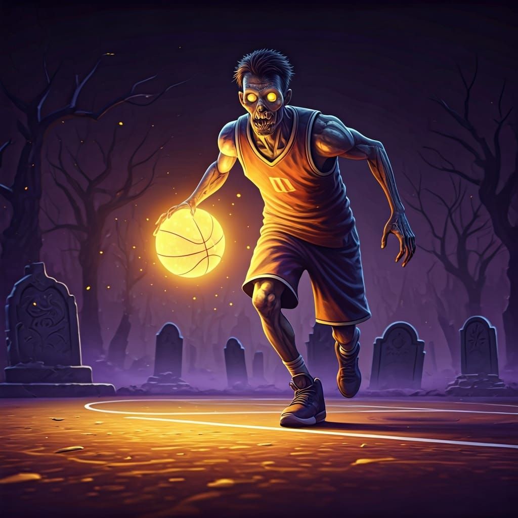 Zombie Basketball Player on Haunted Court