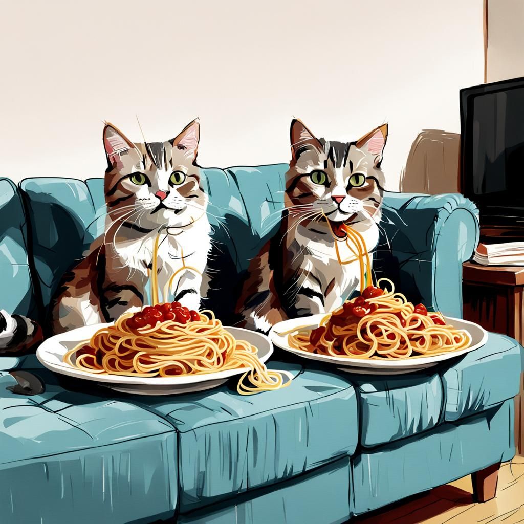 Cats' Night In: Sketch of Cats Watching TV