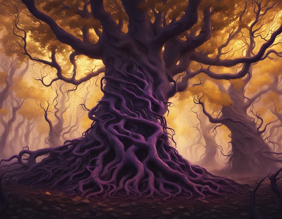 Twisted Treemen Colony in Dark Fantasy Art