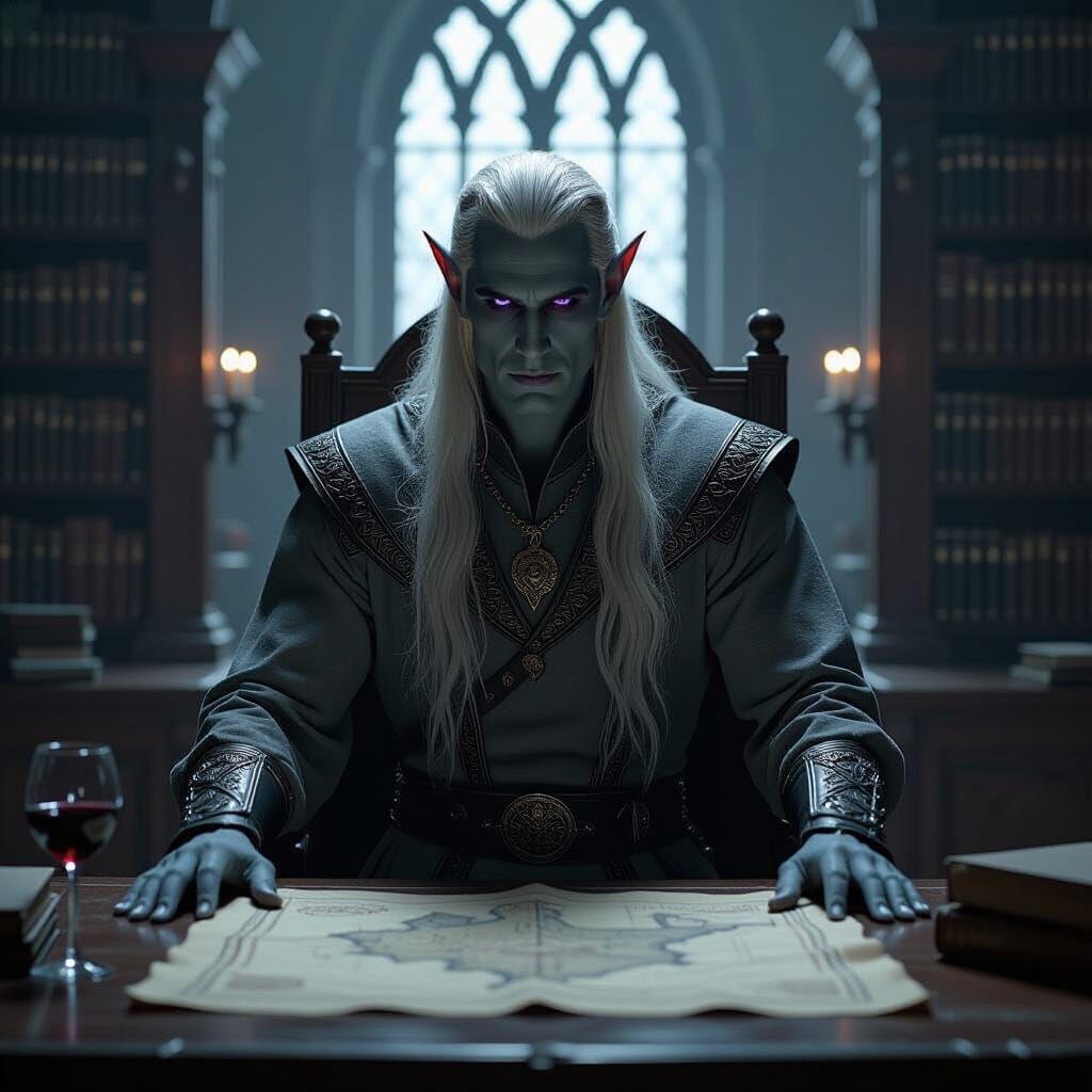 Dark Elf Male with Silver Hair and Violet Eyes
