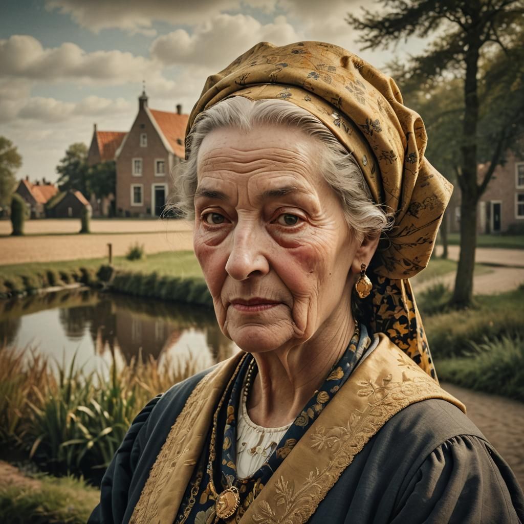 Dutch Realism Portrait in Vermeer Style