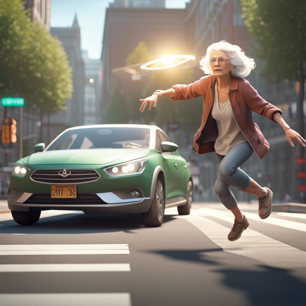 Teenager's Magic Saves Woman: 3D Game Cinematic Scene