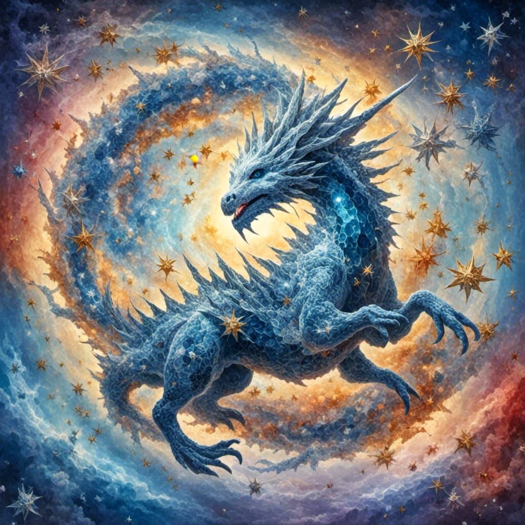 Celestial Star Dragon Among Clouds