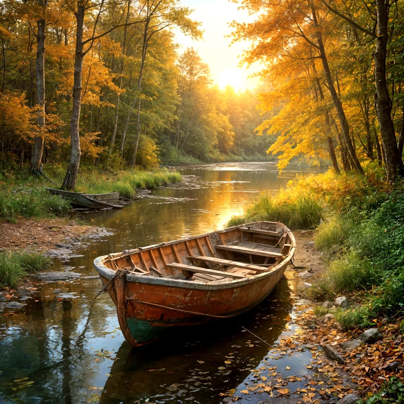 Vibrant Autumn Scene in Expressive Oil Paint