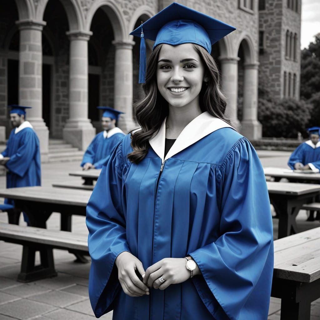 Celebratory University Graduate in Vibrant Blue