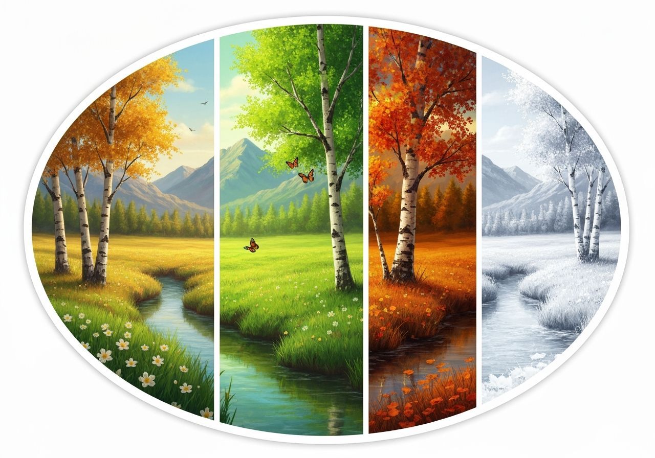 Four Seasons Landscape in Digital Painting