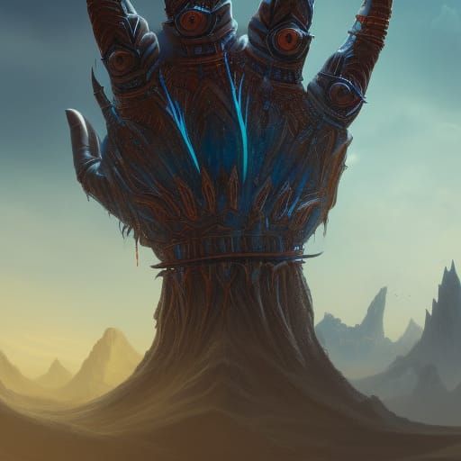 Giant Hand in Sky: Detailed Matte Painting