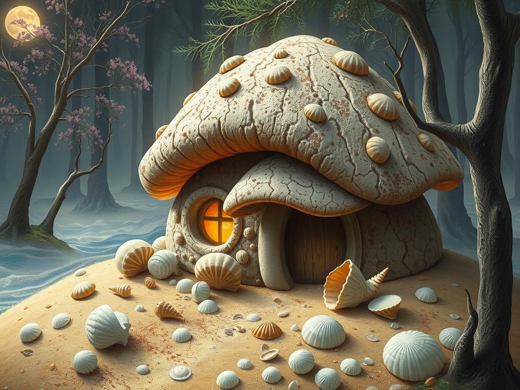 Detailed Sand Mushroom House in Forest Art