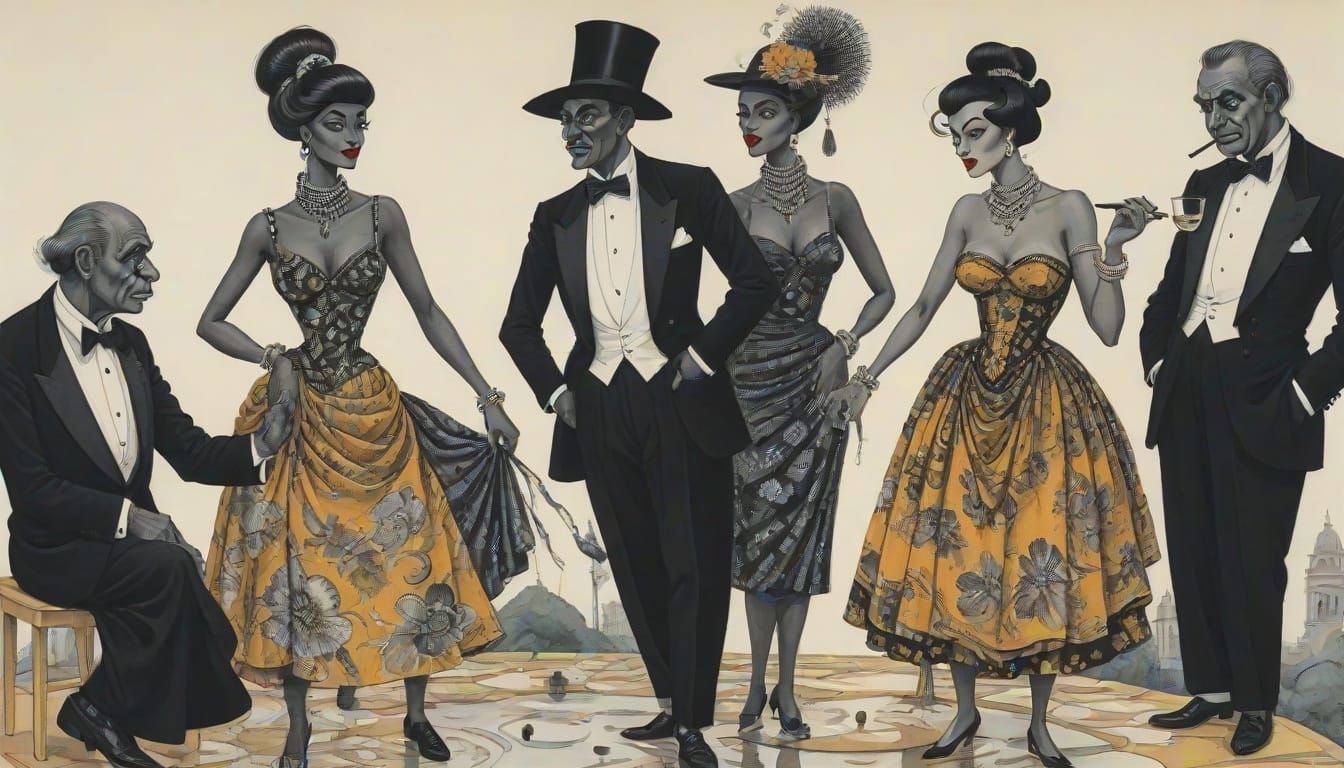 Sister's Ritual on Hilltop in Francis Bacon Style