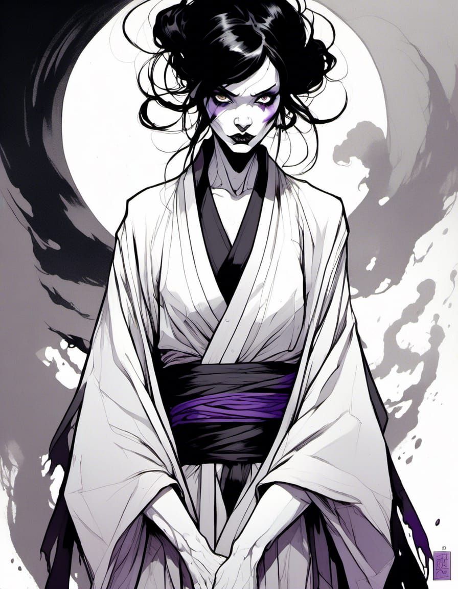 Ethereal Figure Manipulating Dark Magic in Black and White