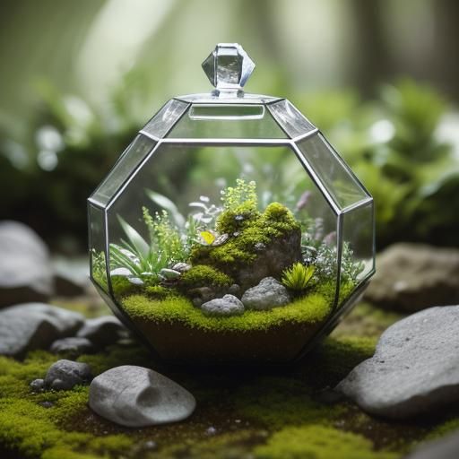 Crystal Wolf Terrarium Photography Masterpiece