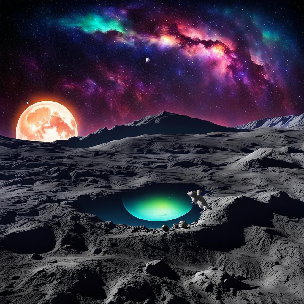Chibi Mouse on the Moon: A Celestial Photograph